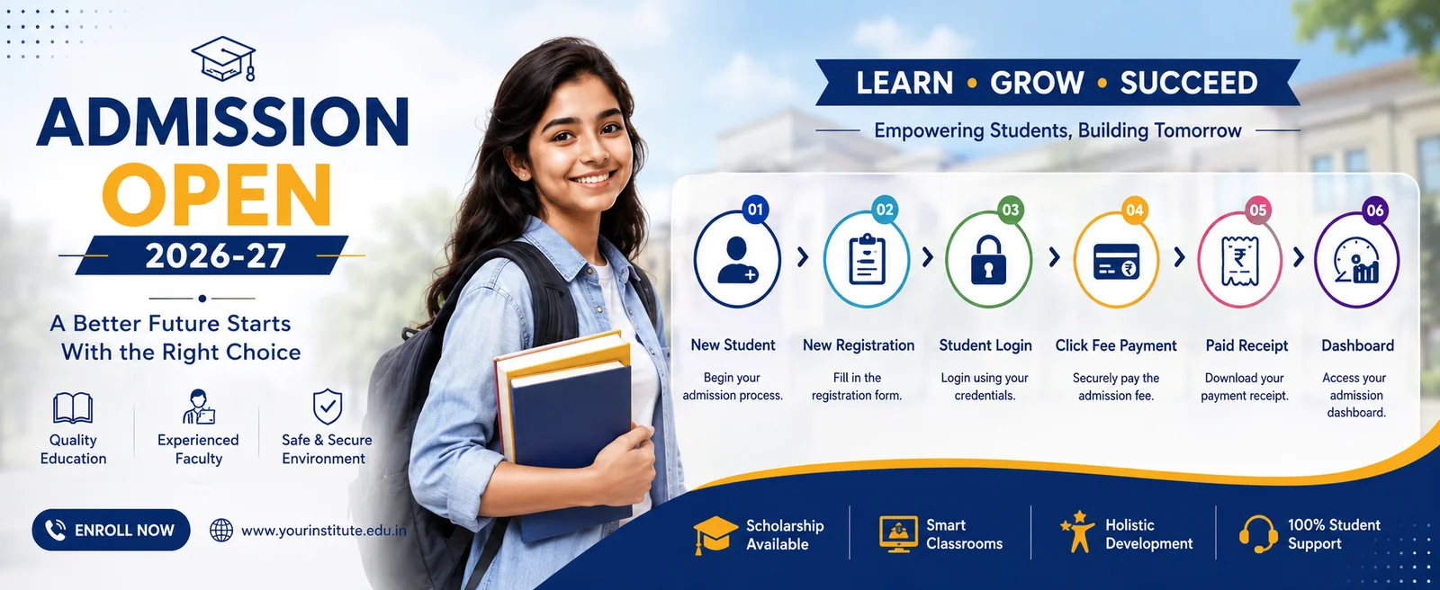 Admissions open — begin your college journey